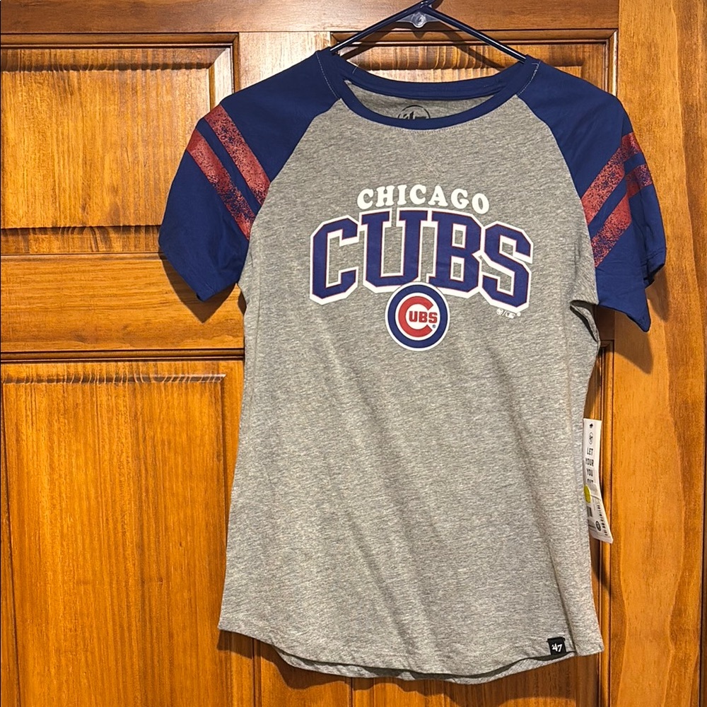 Chicago Cubs Women’s Gray and Blue T-Shirt